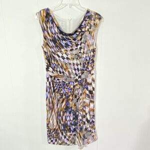 Suzi Chin for Maggy Boutique 10 Medium STRETCH Drape TRAVEL KNIT Dress SHEATH